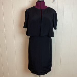 Vintage Carolina Herrera Classic Black Sheath Dress Medium Evening Cocktail